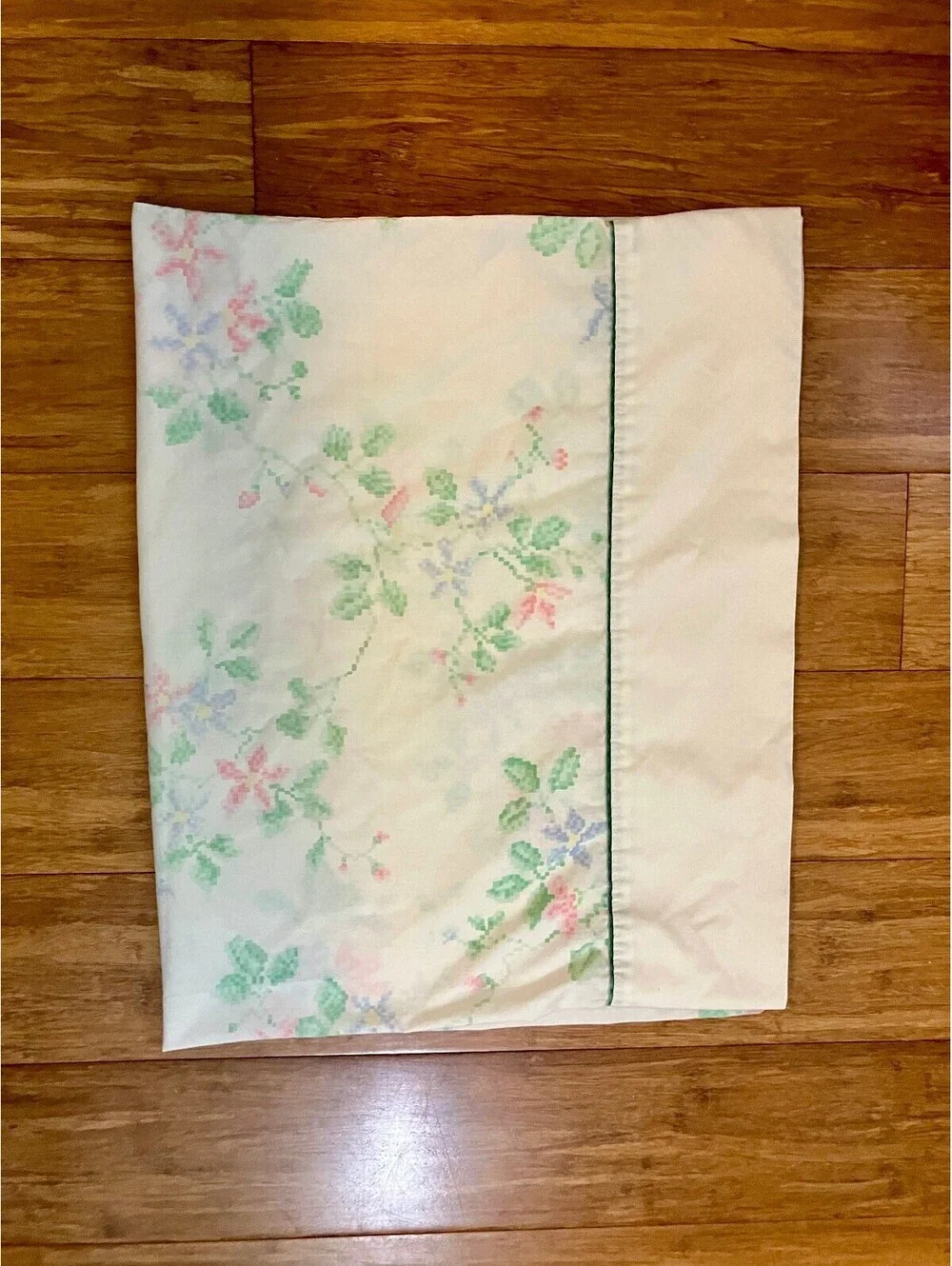 Vintage Cannon Quilt Backing Sheet Cross Stitch Floral 1 Flat 1 Pillowcase Full